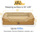 Washable Orthopedic Large Dog Bed -XL Large Dog Bed with Removable & Waterproof Cover Pet Beds with Foam Support for Big Size Dogs with Bolster