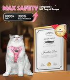Halypet Cat Harness and Leash Set[MAX Safety 4th-Gen] Cute Escape Proof Vest Harness for Girl&Boy Cat Walking, Comfortable Adjustable Leash and Reflective Strips for Outdoor Kitten, XS Pink Unicorn