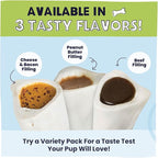 Pawstruck Large 5-6" Filled Dog Bones, Peanut Butter Flavor - Made in USA, Long Lasting Stuffed Femur for Aggressive Chewers, Dental Treat - Pack of 3, Packaging May Vary
