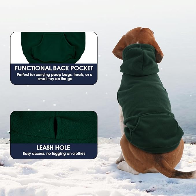 IECOii Dog Hoodie,Polar Fleece Dog Sweatshirt Fall Dogs Sweater with Hood,Warm Sweaters for Medium Dogs Boy Girl,Sleeveless Pet Hoodie Medium Size Winter Clothes for Pug,Jack Russell,Green,M