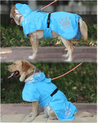 Waterproof Dog Raincoat, Reflective Adjustable Hooded Dog Rain Coat, Lightweight Breathable Pet Rain Jacket Poncho Double Layer with Leash Hole for Small Medium Large Dogs (Blue, Medium)