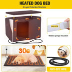 Aivituvin Heated Dog House Outdoor 43.3" Insulated Dog Kennel with Electric Heating Pad Keep Warm in Winter, Strong Iron Frame Pet Shelter,Weather-Resistant