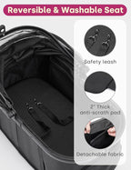 Dog Stroller for Small Medium Dogs Up to 60lbs, 4 Wheels Folding Pet Stroller with Detachable Carrier, Pet Travel Carrier for 2 Dogs & Cats, Storage Basket, Breathable Mesh, Cup Holder, Black