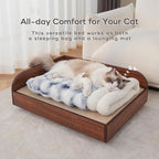 Cat Sleeping Bed for Indoor Cats Self Warming Cat Bag Fits up to 15 lbs Pets Soft Plush Warm Bed 360° Wrap Bag Washable Comfortable Pet Sleeping Bed 21" × 17" Blue White