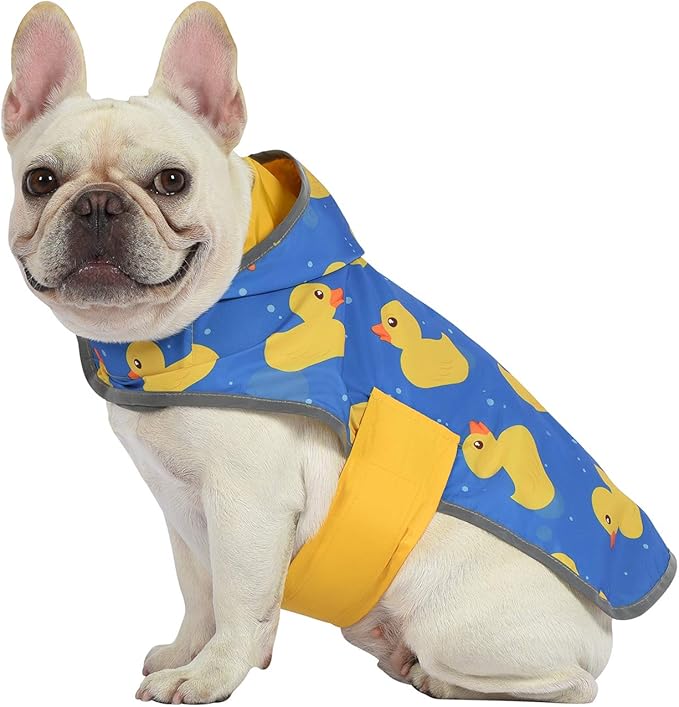 HDE Reversible Dog Raincoat Hooded Slicker Poncho Rain Coat Jacket for Small Medium Large Dogs Ducks Yellow - M