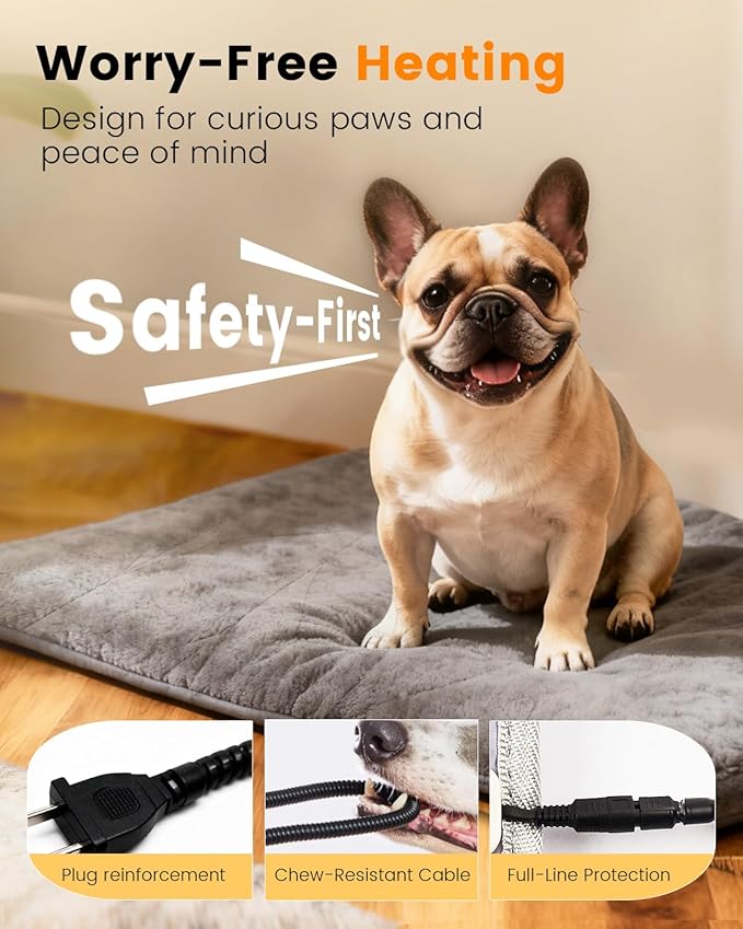 Mora Pets Pet Heating Pad Heated Dog Bed 9 Adjustable Temperature Cat Warming Mat with Timer Auto Power Off Heated Pet Bed 22 Inch for Indoor Cats and Puppies