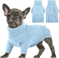 Queenmore Puppy Sweater - Warm Winter Dog Sweater for Small/Medium Dogs, Long Sleeves Turtleneck, Blue, XS