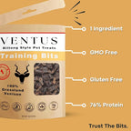VENTUS Jerky Training Bits - Single Ingredient High Protein Venison Dog Training Treats, Grain-Free, Air-Dried Training Treats for Dogs 8 oz