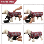MIGOHI Dog Coat, Windproof Waterproof Reversible Jacket for Winter, British Style Plaid Warm Vest with Harness Hole, Small Medium Large Dogs, Cold Weather Coats, Red, XXL