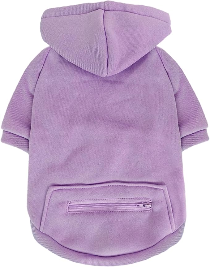 Jecikelon Pet Dog Cold Weather Coat with Pocket Winter Dog Hoodie Warm Puppy Clothes for Small Dogs Chihuahua Clothing (Purple, Medium)