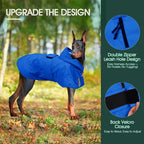 Kuoser Dog Raincoat, Waterproof Dog Rain Jacket with Clear Hooded Double Layer, Lightweight Reflective Dogs Rain Coat with Adjustable Belly Strap, Rain Coats for Large Dogs Outdoor Wear, Blue XL