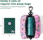 ATIFBOP Dog Poop Bag Dispenser with 30 Bags, Poop Bag Holder Fit All Dog Leashes, Soft and Big Capacity Doggy Bags Refill Carrier (Pink)