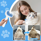 Pet Steam Brush for Dog & Cat - 3-in-1 Steam Grooming Brush for Shedding & Hair Removal - Self Cleaning Spray Comb with Mist for Long Haired Pets, Blue