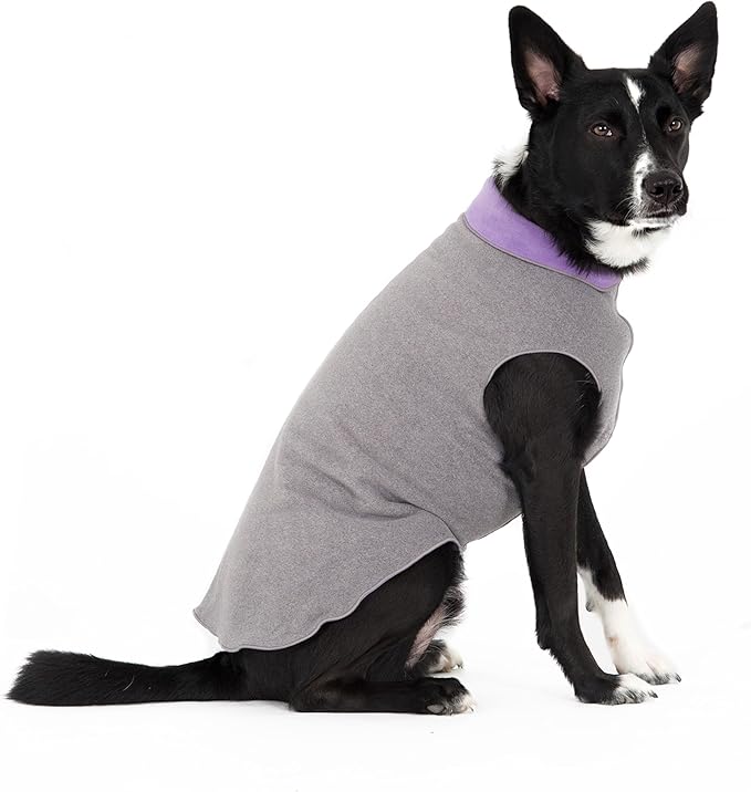Goldpaw Duluth Double Fleece Dog Sweater Vest for Large Dogs - Soft, Stretchy Dog Fleece - Warm Pet Jacket for Fall and Winter - Premium Pet Outerwear - Machine Washable - Charcoal/Lavender - Size 26