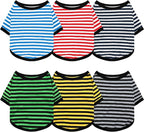 Geyoga 6 Pieces Dog Striped T-Shirt Cotton Breathable Pet Apparel Colorful Puppy Sweatshirt Clothes for Small to Medium Dogs Puppy(Dark Color,M)