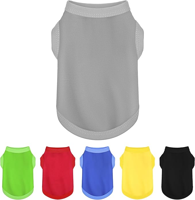 Elevate Your Dog's Fashion Quotient with Colorful and Breathable Sleeveless Cotton Shirts! Perfect Pet Apparel for Small to Medium Dogs Gray XXS