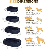 Orthopedic Waterproof Large Dog Bed: Memory Foam Washable Dog Bed with Bolsters - Removable Orthopedic Cover for Medium L XL Large Sized Pet - Non-Slip Bottom - Navy
