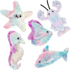 Dog Toys Pack, Durable Unstuffed Animal Dog Chew Toy, Large Soft Plush Dogs Toys Set, Dog Squeaky Toy for Small, Middle, Large Breed(5-Pack, Ocean Animals)