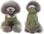 Warm Dog Hooded Trench Coat Windproof Parka Jacket for Cold Weather (S, Green)