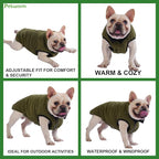 PetWarm Reversible Dog Winter Coat, Windproof Dog Puffer Vest, Soft Vest for Dogs with Hook-and-Loop Strap for Easy Dressing, Waterproof Coat for Dogs with Adjustable Fit, Green, 2XL