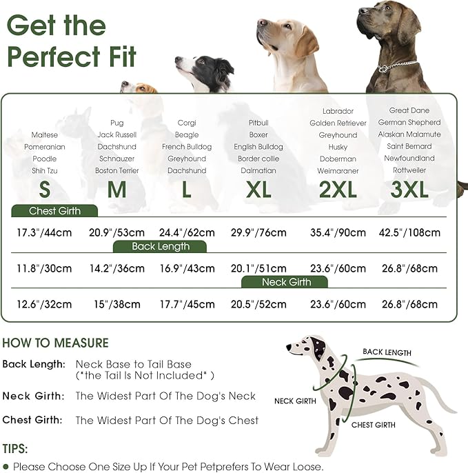 Queenmore Dog Jackets for Medium Dogs, Dog Coat with Harness Built in, Waterproof Pet Winter Coat with Zipper On Back Doggy Snowsuits Warm Pet Jacket for French Bulldog, Poodle, Corgi, ArmyGreen M