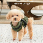 Dog Jacket with Harness,Fleece Lined Warm Puppy Coat for Winter,Soft Windproof Medium Dog Vest,Green XL
