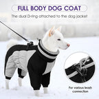 SUNFURA Full Body Dog Coat - Warm Fleece Jacket for Extra Large Dogs, Turtleneck Winter Coats with Harness, Reflective Dog Snowsuit Windproof Puffer Jackets with Legs for Great Dane, Black 3XL