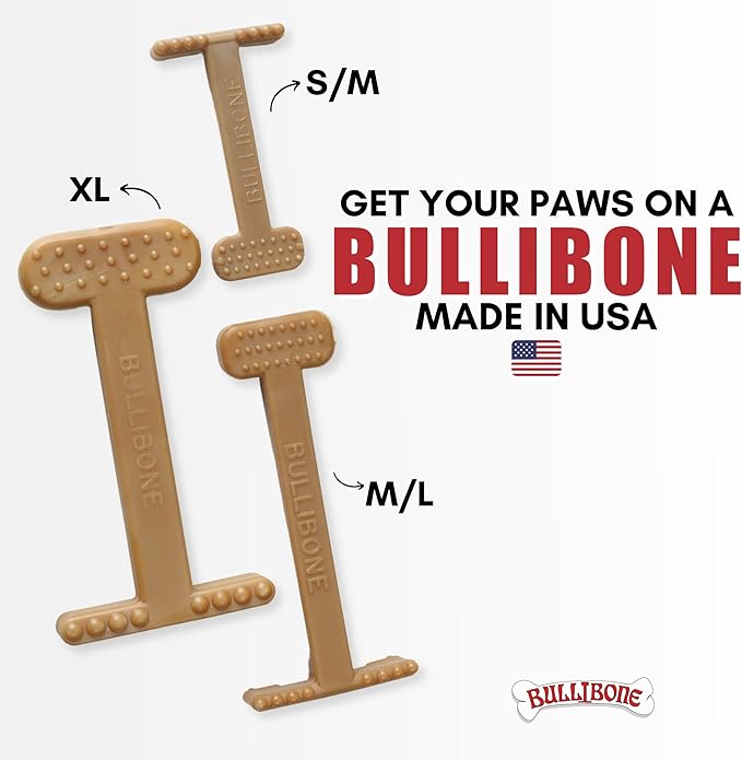 Bullibone Nylon Dog Chew Toy Nylon Bone - Improves Dental Hygiene, Easy to Grip Bottom, and Permeated with Flavor (Beef, XL - Single)