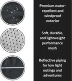 DJANGO Dog Jacket & Raincoat – Lightweight Water-Resistant Coat for Small, Medium & Long Dogs Like Dachshunds – Reflective, Adjustable Fit, Harness-Compatible & Easy-Access Harness Hole - Black, Large