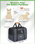 Morpilot Pet Travel Carrier Bag, Soft-Sided Dog Carrier Cat Carrier Pet Carrier (18 x 12.5 x 14 Inches), for Large Cats and Medium Puppies, w/Locking Safety Zippers, Foldable Bowl