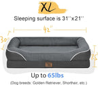 Washable Orthopedic Large Dog Bed - Removable Orthopedic Foam Dogs Beds with Bolsters Waterproof Large Dog Bed and Non-Slip Bottom Extra Large Dogs Beds Sofa