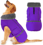 Dogcheer Warm Dog Coat, Christmas Dog Jacket Waterproof Puppy Winter Coat with Buckles, Reflective Adjustable Pet Snow Jacket Turtleneck Fleece Sweater for Small Medium Large Dogs - Purple, M