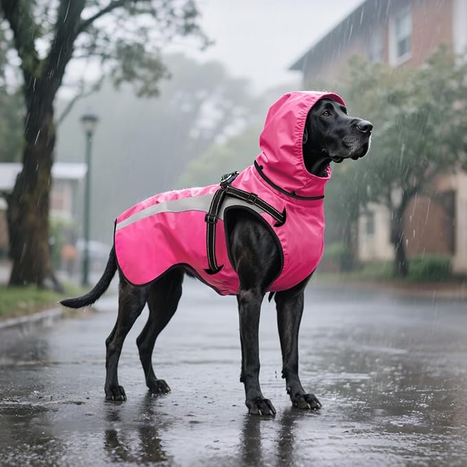 Mosucoirl Dog Raincoat Waterproof Raincoats for Dog Reflective Dogs Rain Jackets with Hood Hoodie Pet Rain Poncho Coat for Small Medium Large Dogs Puppies S-XXL (Pink, M)