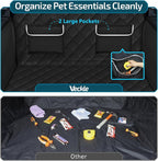 Veckle SUV Cargo Liner for Dogs, Water Resistant Dog Trunk Cover with Side Flap Protector 2 Large Pockets Pet Seat Cover for SUV Sedans Vans with Bumper Flap, Non-Slip, Large Universal Fit, Black