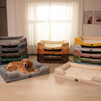 Comfort Expression Orthopedic Dog Bed for Extra Large Dogs 45x35 Inch, Waterproof Supportive Egg Crate Foam XL Pet Bed with Removable Bolsters, Dog Couch with Washable Cover & Non-Slip Bottom, Orange