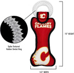 Pets First NHL Calgary Flames Dog Bone Squeak Toy with Cleaning Teething Ring