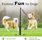 Outdoor Tug of War Dog Toy, Tether Interactive Dog Tug Toy Backyard Heavy-Duty Dog Solo Play Exercise Toy for Large Medium Dogs, Height Adjustable, 2 Rope Toys