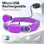 Flashseen LED Cat Collar,Light Up Dog Collar Rechargeable, Dog Lights for Night Walking, Comfortable Soft Mesh Pet Collar Adjustable for Cats Puppy and Small Dogs (Purple, XS)