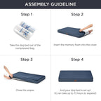 Bedsure Memory Foam Dog Beds Large Sized Dog - Orthopedic Pet Beds for Crate with Removable Washable Cover and Nonskid Bottom, Plush Flannel Fleece Top Pet Mat, Navy