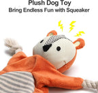 Vitscan Squirrel Plush Toy, Stuffless Dog Chew Toy with Rope Knots, Crinkle Squeaky Toy for Small Dogs