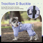 BRKURLEG Dog Raincoat for Small Dogs, Small Dog Rain Jacket with Harness Built in, Waterproof 4 Legs Puppy Raincoats, Puppy Outdoor Jacket with Reflective Strip, Purple, L