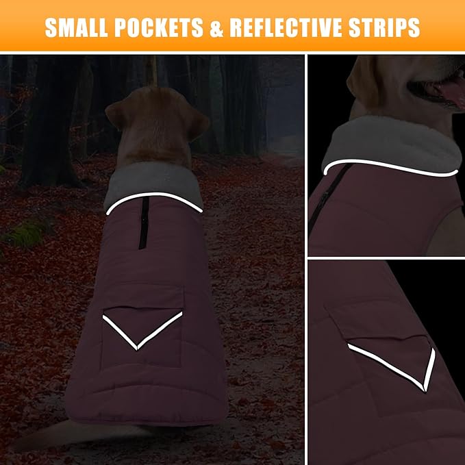 iBuddy Dog Winter Coats with Fleece Vest,Waterproof Warm Dog Snow Jacket Windproof, Reflective Adjustable Pet Dogs Cold Winter Coat for Dogs Girl Boy