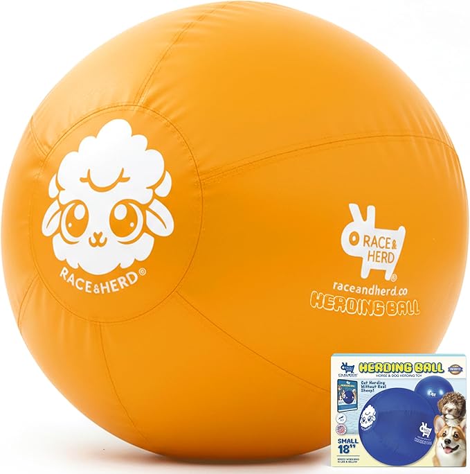 Race&Herd 18" Original XXL Herding Ball for Dogs - Giant Herding Dog Ball Australian Shepherds, Herding Toys, Dog Training Toy for Small Breeds, Dog Toy for Outdoor Play (for Small Dogs, Yellow)