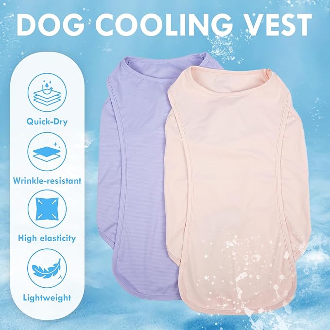 2 Pack Dog T-Shirt, Quick Dry Durable Shirts for Large Dogs, Summer Cooling Sun Protection Clothes, Breathable Prevents Overheating Vest, Purple+Pink, 5XL