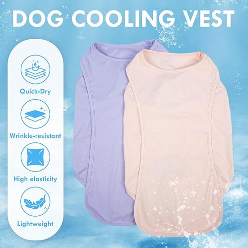 2 Pack Dog T-Shirt, Quick Dry Durable Shirts for Large Dogs, Summer Cooling Sun Protection Clothes, Breathable Prevents Overheating Vest, Purple+Pink, 5XL