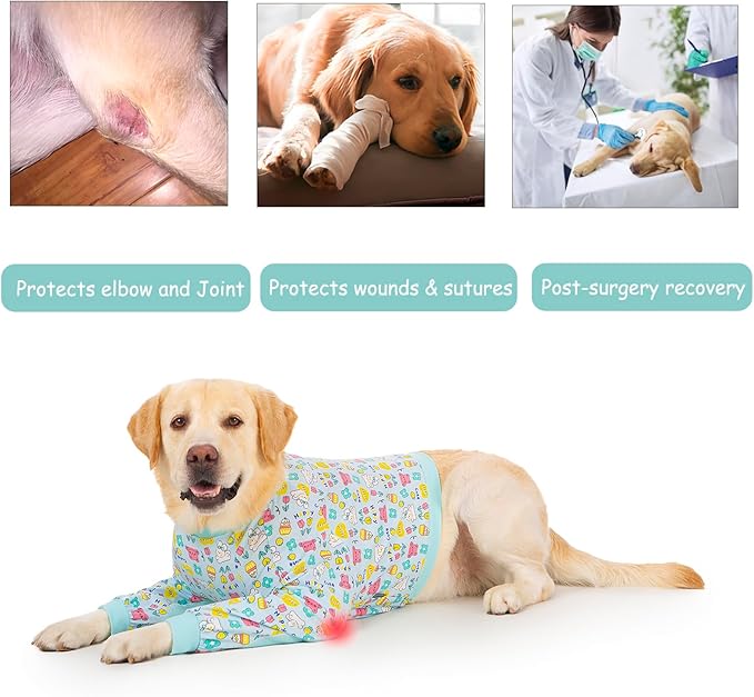 Dog Recovery Shirt for Front Legs, Dog Elbowpads Sleeve Protect Dogs Elbows Arms,Stop Licking Joints After Surgery, Help with Injury Healing Covers The Wound, Cone Alternatives (Blue, 3XL)