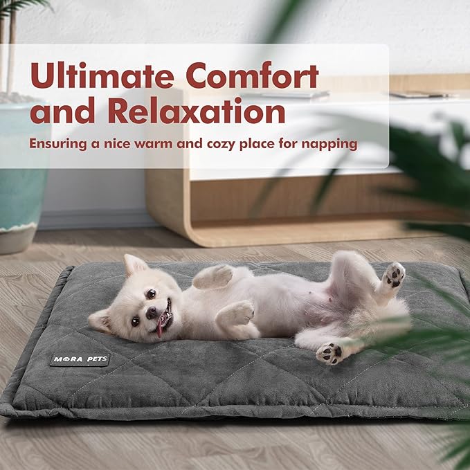 Mora Pets Self Heating Cat Bed Self Warming Cat Pad Thick Thermal Pet Bed Mat 24 x 18 Inches with Removable Cover Machine Washable Ultra Warm Mat for Outdoor Indoor Cats and Small Dogs