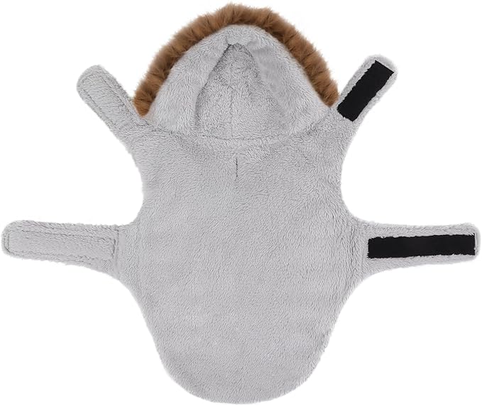 HDE Dog Puffer Jacket Fleece Lined Warm Dog Parka Winter Coat with Harness Hole White Rainbow Stripe - L