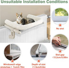 Sunhoo Cat Window Perch Hammock Sturdy Windowsill Bed Seat for Large Cats No Drilling No Suction Adjustable Kitty Shelf with Washable Cover Easy Assembly Holds up to 40 lbs 22.05 * 15 in (White, S)