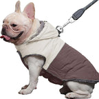 Detachable Hooded Dog Coat with Harness for Medium Dogs,Super Warm Fleece Puppy Jacket for Cold Winter Doggie Coats,Brown L